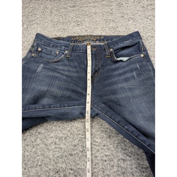 American Eagle Jeans Men 30x30 Blue Skinny Fit Stretch Distressed Grunge Casual - Picture 6 of 9